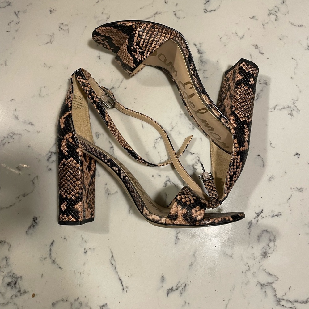 Sam Edelman Yaro Python-Embossed Leather Block-He… - image 2